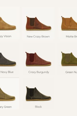 Green Nubuck Wide Toe Chelsea Boots for Women | Barefoot Comfort & Style