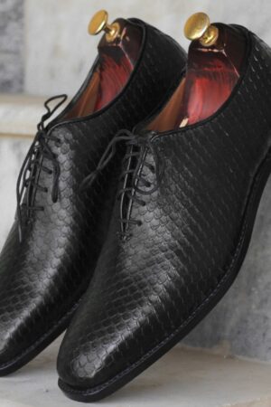 Exotic Python Whole Cut Shoes  Handmade Leather Lace-Ups for Men