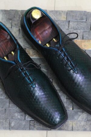 Exotic Python Whole Cut Shoes  Handmade Leather Lace-Ups for Men