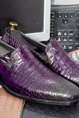 Luxury Alligator Texture Leather Loafers - Handmade Slip-On Moccasins for Men