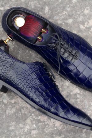 Luxury Alligator Leather Whole Cut Lace-Up Shoes | Handmade Men's Dress Shoes