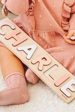 Personalized Name Puzzle With Pegs | New Easter Gifts for Kids Wooden Toys Baby Shower Custom Toddler Toys First Birthday 1st Child Gifts
