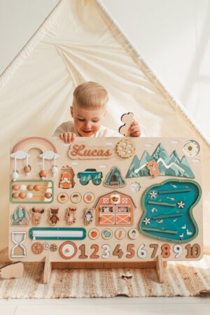 Personalized Large Busy Board 1 2 3 Year Old Baby Girl 1st Birthday Gift Easter Gifts For Kids Montessori Toy For Toddlers Busy Board