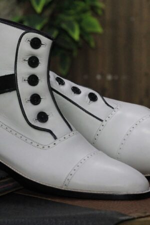 Men's Handmade White Cap Toe Dress Shoes - Classic Style & Premium Quality