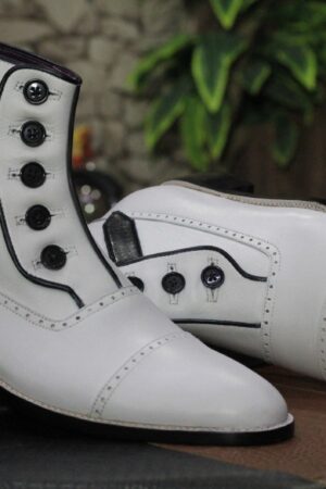 Men's Handmade White Cap Toe Dress Shoes - Classic Style & Premium Quality