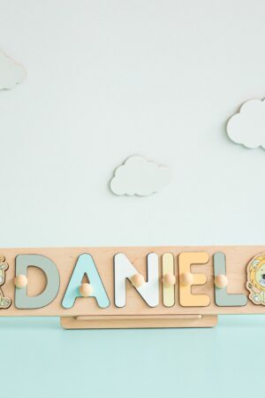 Pastel Pink Name Puzzle for Girl - Rainbow Baby Gift - Montessori Learning Puzzle Toys - Baby Shower and First Birthday Gift - 1st Christmas