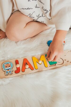 Bestseller name puzzle! Baby boy gift. Montessori toy for toddlers. Nursery name sign. 1st Birthday boy gift. Personalized baby shower gift.