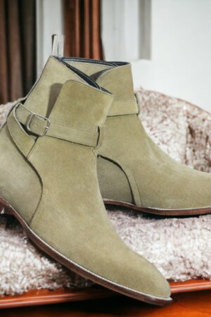 Handmade Beige Suede Ankle Boots for Men - Stylish & Comfortable