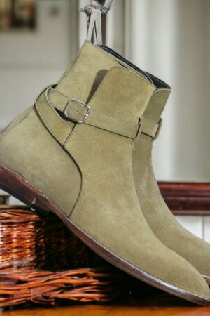 Handmade Beige Suede Ankle Boots for Men - Stylish & Comfortable