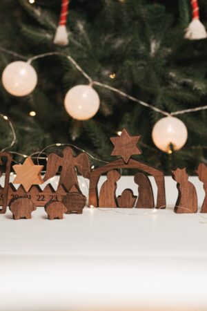 Wooden Advent Calendar For Kids Adult Rustic Holiday Decor Christmas Decor Home Decoration 2024 Nativity Scene Set Advent Activity Gifts