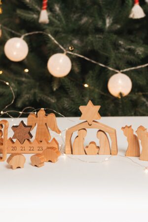 Advent Calendar With Nativity Scene Set at Extra Charge. Christmas Gift. Wooden Advent Calendar For Kids & Adult. Advent Activity Cards.