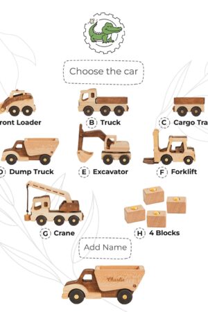 Wooden Excavator Toys for Kids Collect Construction Cars Build & Play Construction Farm Truck Educational Gift for Kids Wood Vehicle Kits