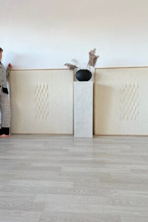 Woven Wall Hanging - Square Framed Wool Tapestry - Minimalist Boho Decor - Natural Handwoven Art - Elegant Boho Wall Decoration - Japandi