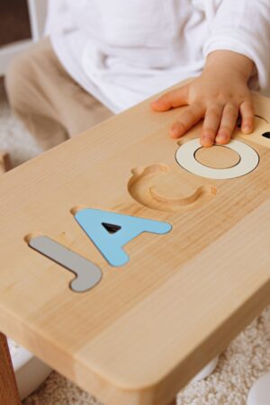 Personalized Name Puzzle Stool Toddler Step Stool 1 2 Year Old Gift Baby Boy Birthday Gift Wooden Toddler Chair Baptism Boy First Christmas