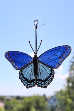Red-spotted purple butterfly suncatcher, stained glass window hanging, unique Christmas gift, gift for mom, handmade gift, modern home decor