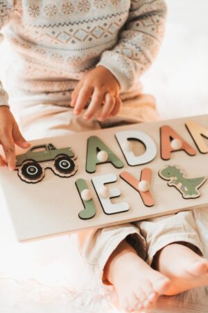Custom Wooden Name Puzzle Toddler Boy Name Puzzle Baby Shower Gift Baptism Boy Gift Montessori Puzzle For Kids First Easter Baby Toys