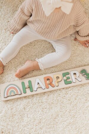 Educational Baby Gift with Plane Personalized Name Puzzle for Kids Baby Shower Gift Handmade Wood Toy Custom Easter Gift Airplane Puzzle
