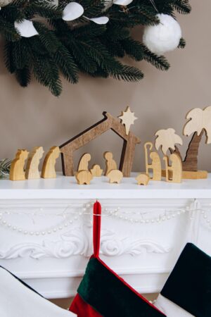 Wooden Nativity Set for Christmas Manger Scene Nativity Set Handmade Waldorf Wooden Toys Christmas Gifts Solid Wood Toys Fireplace Decor