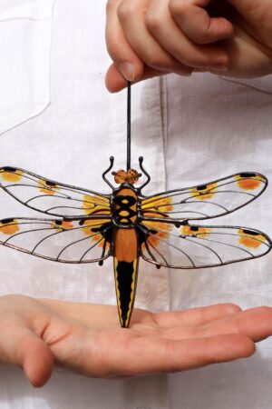 Dragonfly suncatcher, stained glass window hanging, unique Christmas ornament, handmade gift, garden art, holiday home decor, glass wall art