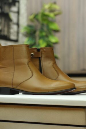 Bespoke Tan Leather Dress Boots  Handmade Ankle Boots for Men