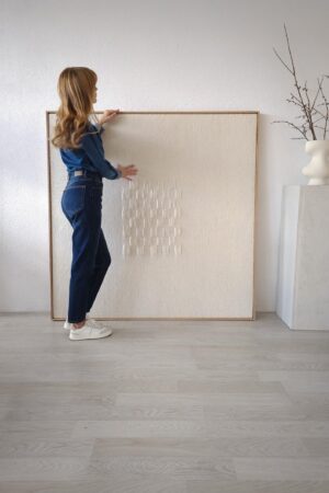 Square Framed Wool Tapestry - Woven Wall Hanging - Elegant Boho Wall Decoration - Natural Handwoven Art - Minimalist Boho Decor - Japandi