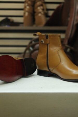 Bespoke Tan Leather Dress Boots  Handmade Ankle Boots for Men