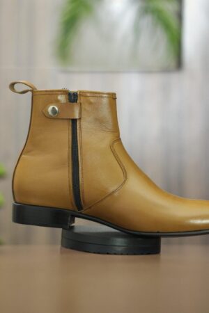 Bespoke Tan Leather Dress Boots  Handmade Ankle Boots for Men