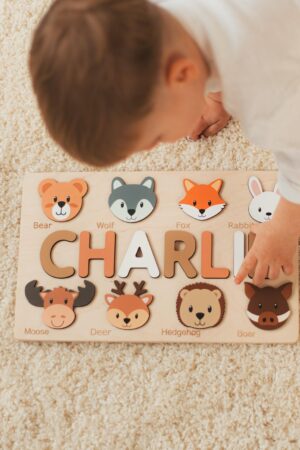 Best Christmas Gifts For Toddlers Name Puzzle With Animals First Birthday Gift Custom Baby Shower Gift Personalized Baby Wooden Kids Toys