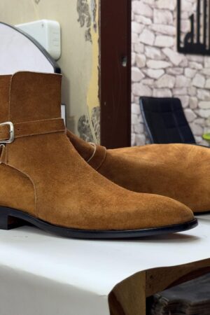 Handmade Brown Suede Jodhpur Boots - Bespoke Luxury Ankle Boots for Men