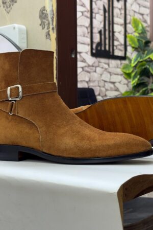 Handmade Brown Suede Jodhpur Boots - Bespoke Luxury Ankle Boots for Men