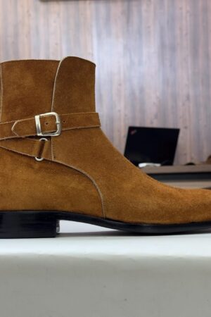 Handmade Brown Suede Jodhpur Boots - Bespoke Luxury Ankle Boots for Men